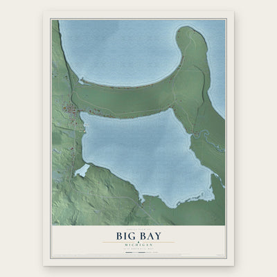 Big Bay, Michigan map print, the full design