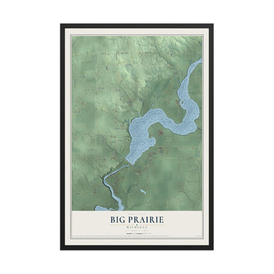 Map of Big Prairie, Michigan, 12 x 18 inch print in a black wood frame