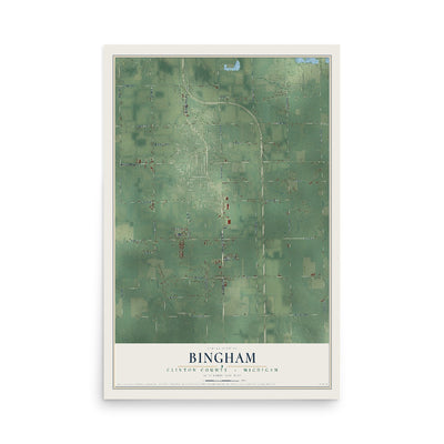 Map of Bingham, Clinton County, Michigan, 12 x 18 inch unframed archival matte print
