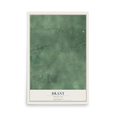 Map of Brant, Michigan, 12 x 18 inch unframed archival matte print