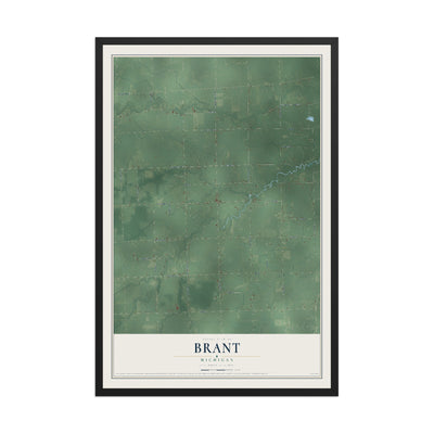 Map of Brant, Michigan, 12 x 18 inch print in a black wood frame