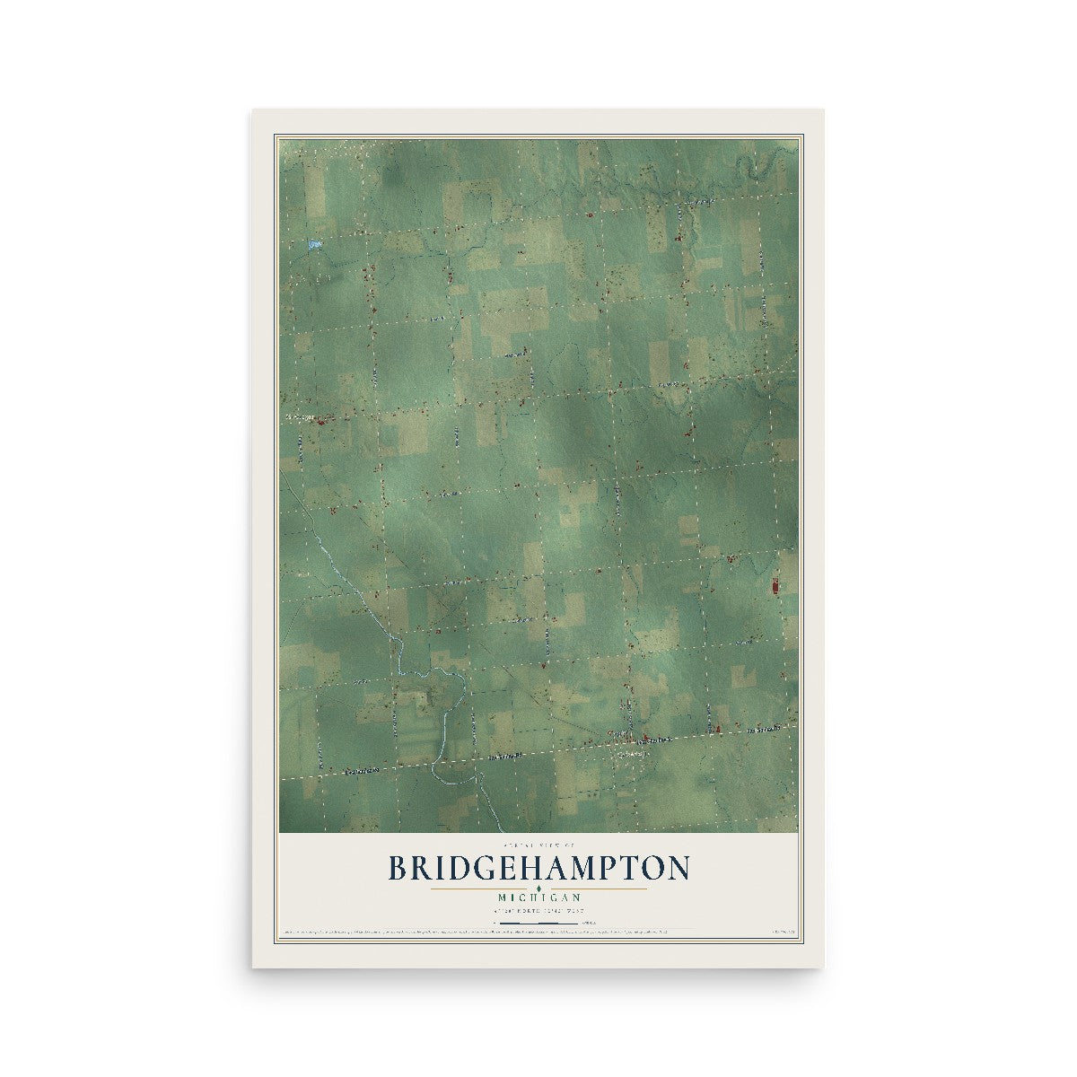 Map of Bridgehampton, Michigan, 12 x 18 inch unframed archival matte print