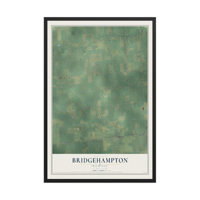 Map of Bridgehampton, Michigan, 12 x 18 inch print in a black wood frame