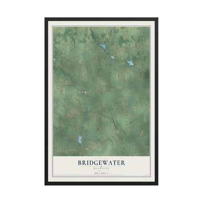 Map of Bridgewater, Michigan, 12 x 18 inch print in a black wood frame