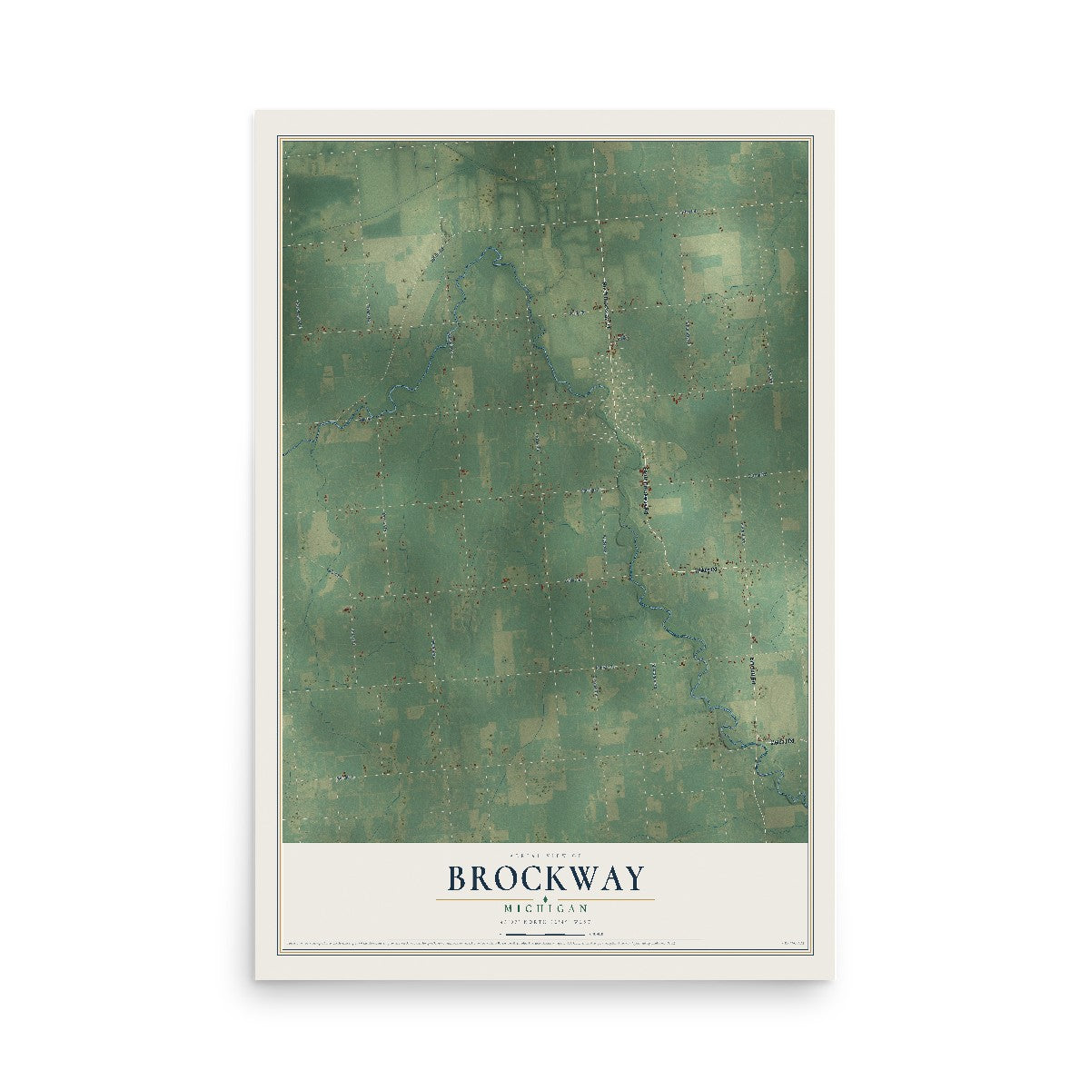 Map of Brockway, Michigan, 12 x 18 inch unframed archival matte print