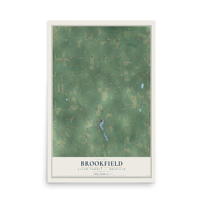 Map of Brookfield, Eaton County, Michigan, 12 x 18 inch unframed archival matte print