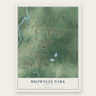 Brownlee Park, Michigan map print, the full design