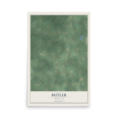 Map of Butler, Michigan, 12 x 18 inch unframed archival matte print