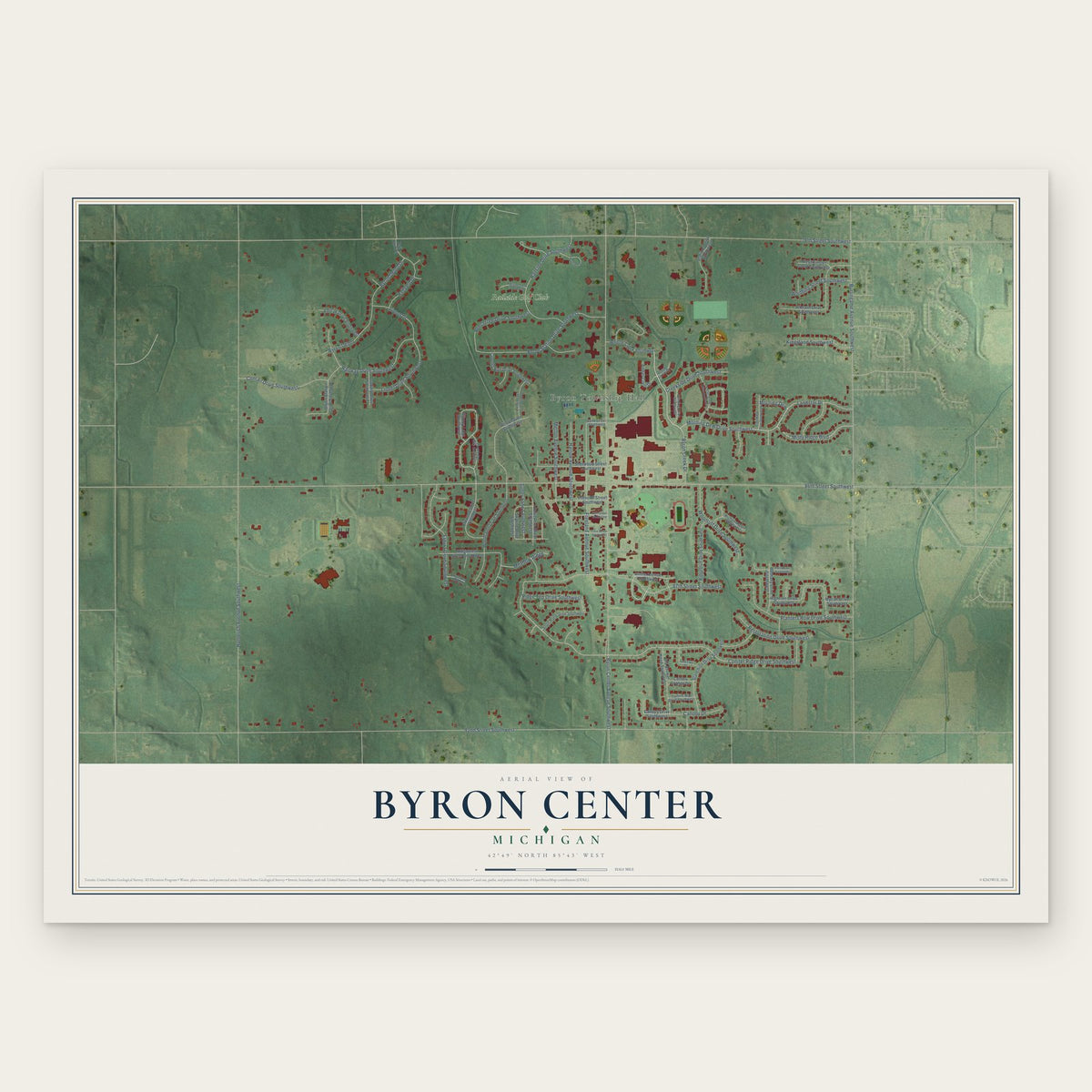 Byron Center, Michigan map print, the full design