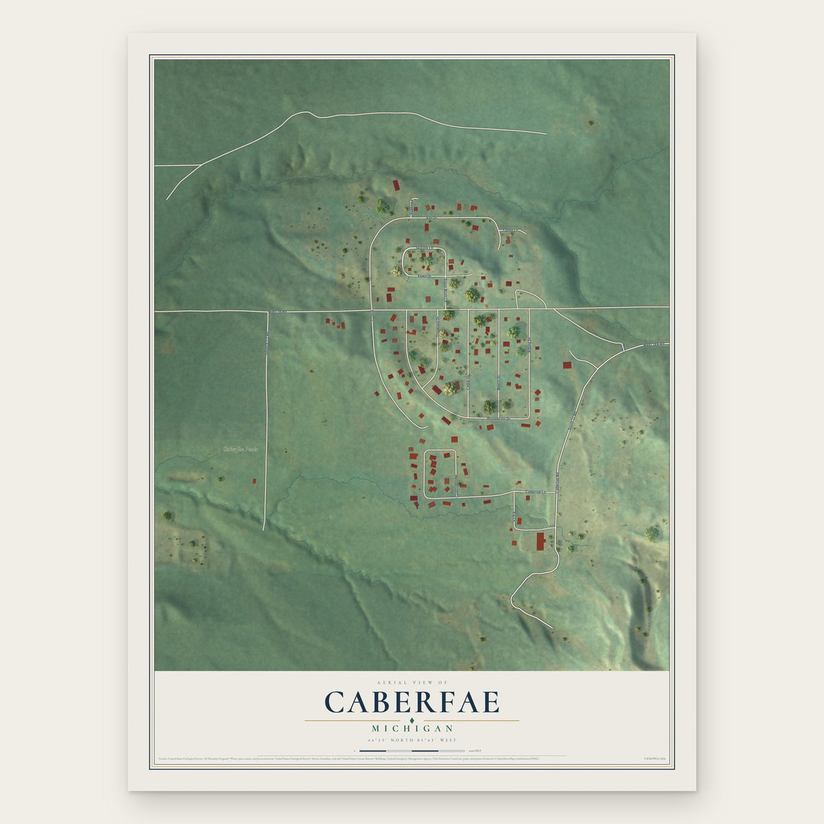 Caberfae, Michigan map print, the full design