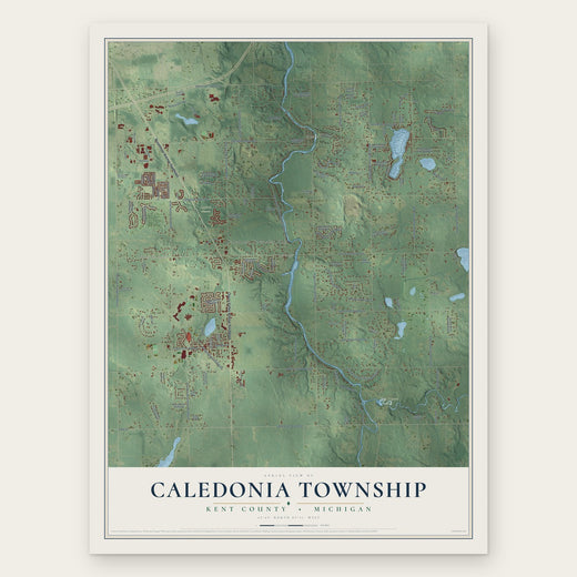 Caledonia Township, Kent County, Michigan map print, the full design