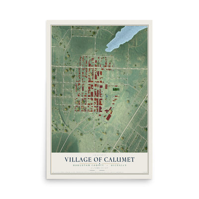 Map of Calumet, Michigan, 12 x 18 inch unframed archival matte print