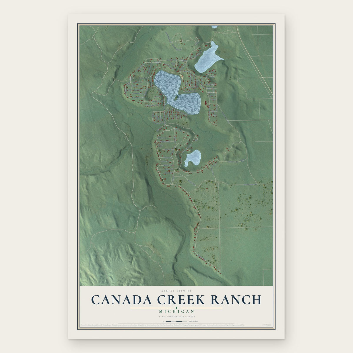 Canada Creek Ranch, Michigan map print, the full design