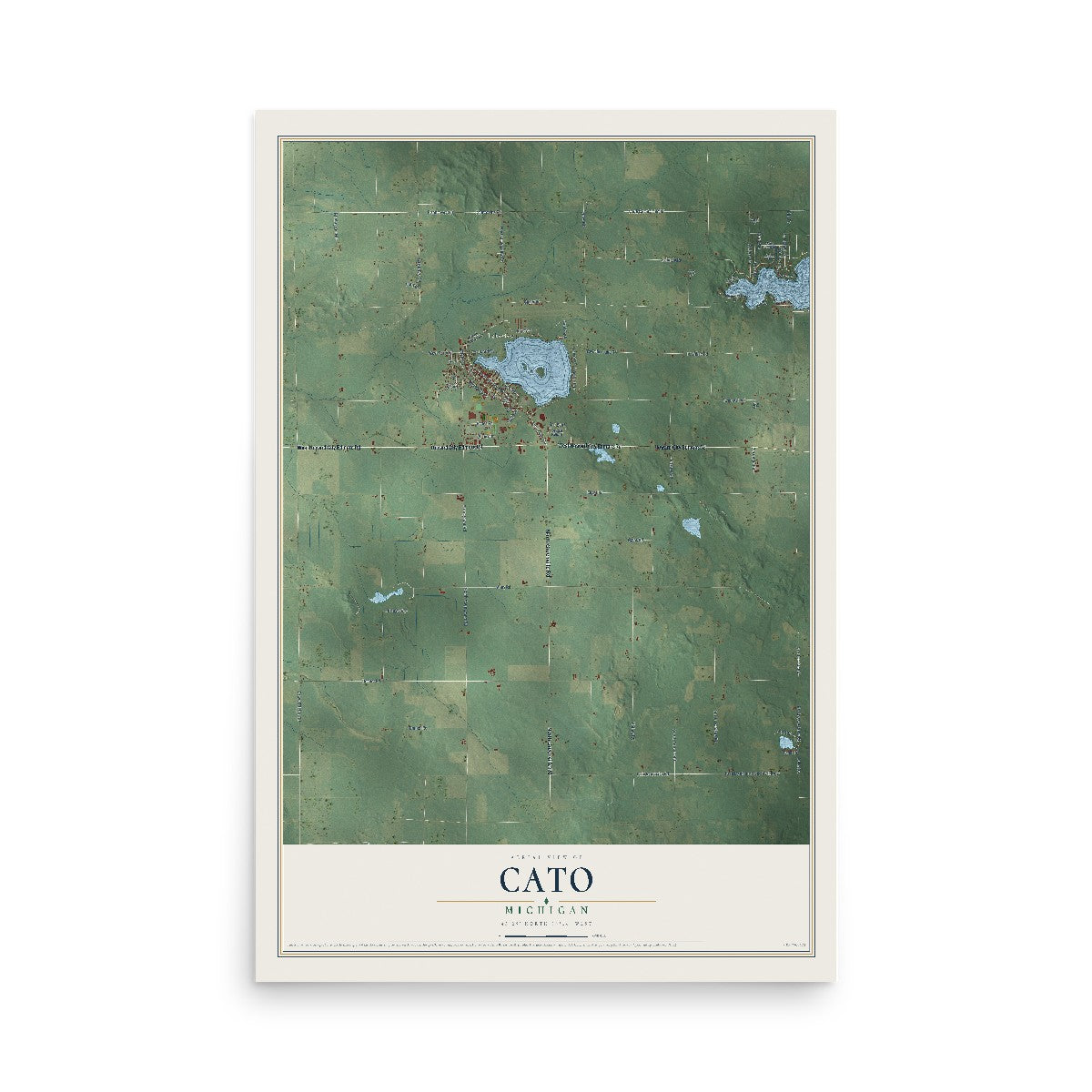 Map of Cato, Michigan, 12 x 18 inch unframed archival matte print
