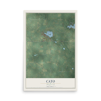 Map of Cato, Michigan, 12 x 18 inch unframed archival matte print