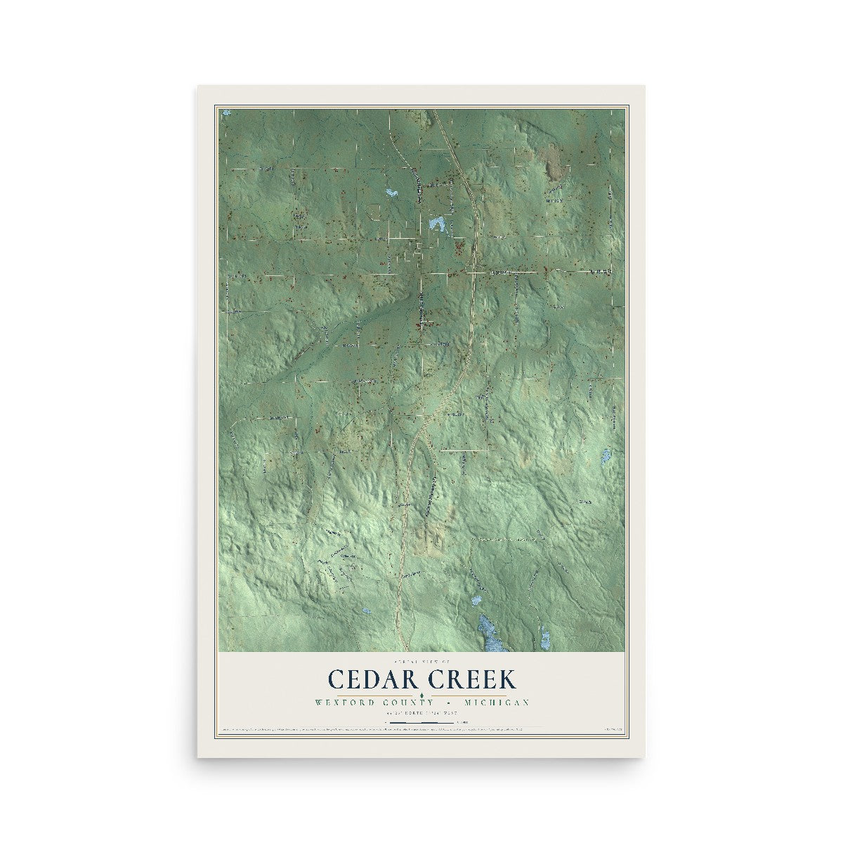Map of Cedar Creek, Wexford County, Michigan, 12 x 18 inch unframed archival matte print