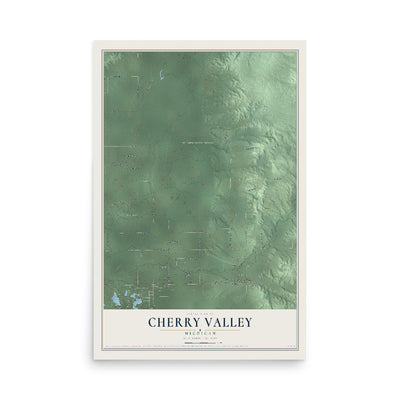 Map of Cherry Valley, Michigan, 12 x 18 inch unframed archival matte print