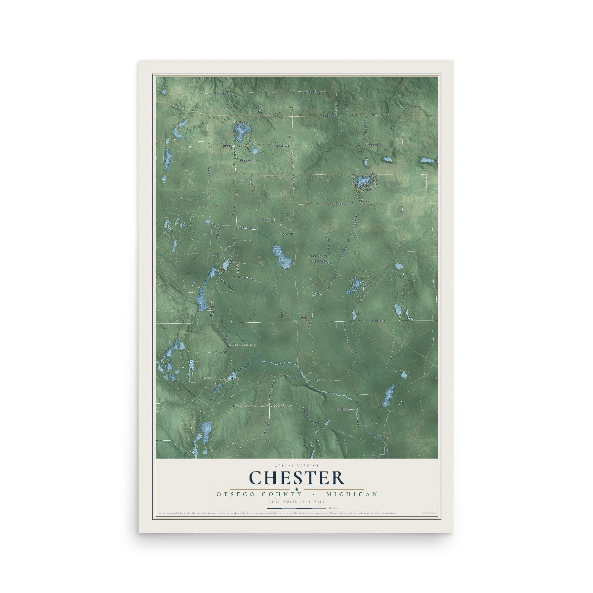 Map of Chester, Otsego County, Michigan, 12 x 18 inch unframed archival matte print
