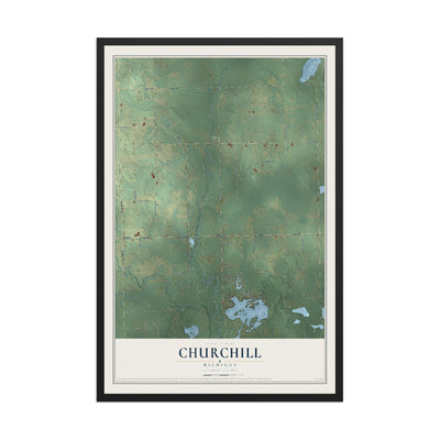 Map of Churchill, Michigan, 12 x 18 inch print in a black wood frame