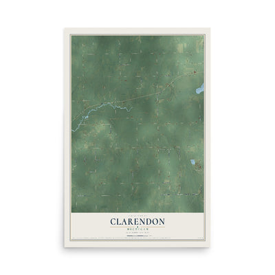 Map of Clarendon, Michigan, 12 x 18 inch unframed archival matte print