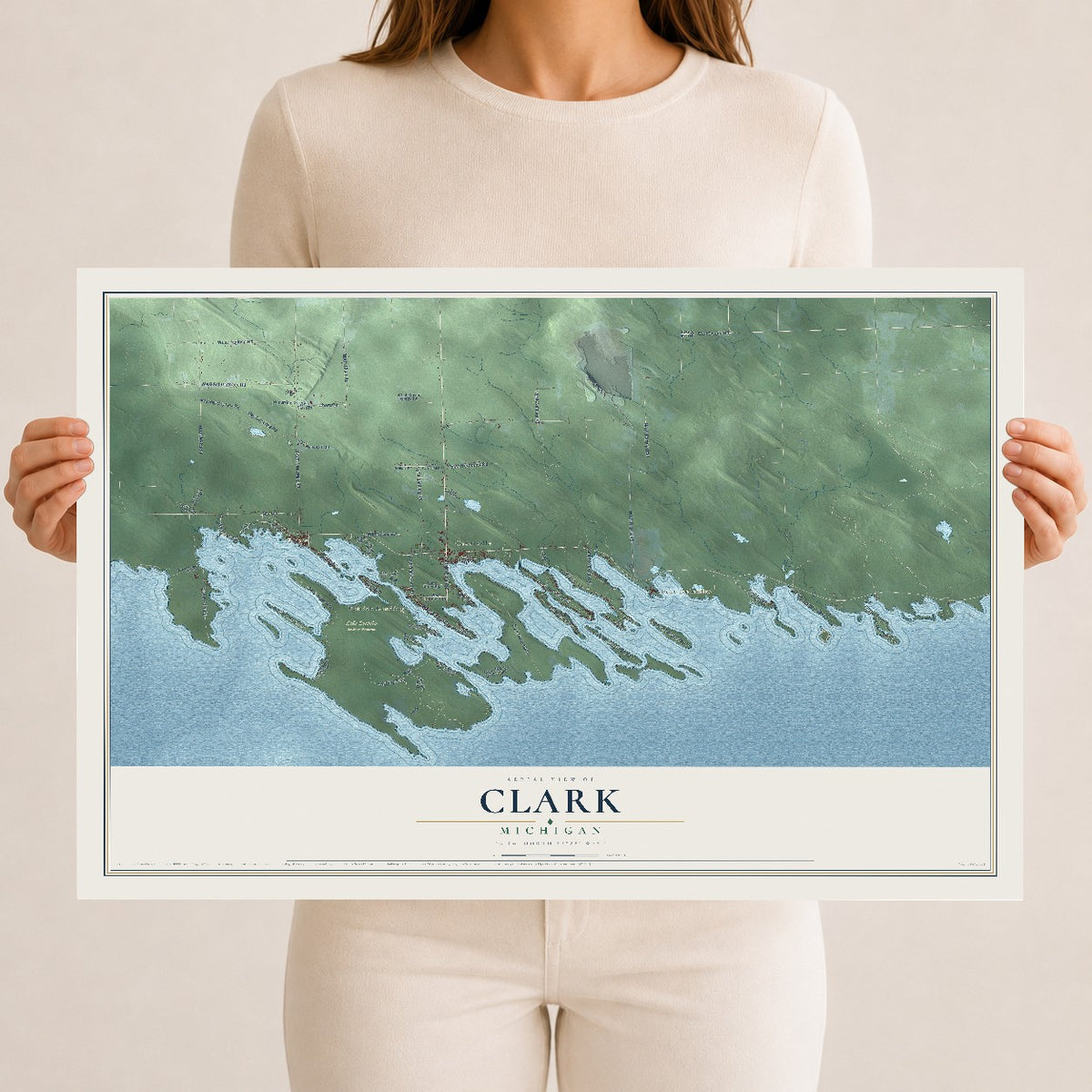 Map of Clark, Michigan, 12 x 18 inch unframed archival matte print