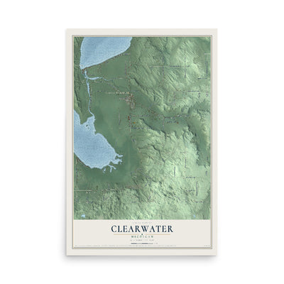 Map of Clearwater, Michigan, 12 x 18 inch unframed archival matte print