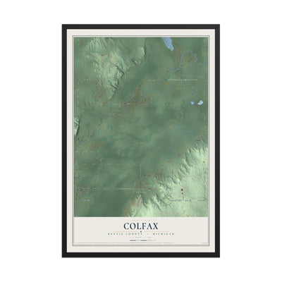 Map of Colfax, Benzie County, Michigan, 12 x 18 inch print in a black wood frame
