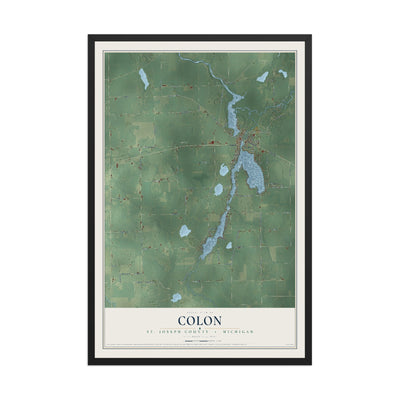 Map of Colon, St. Joseph County, Michigan, 12 x 18 inch print in a black wood frame