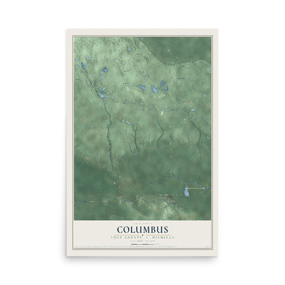 Map of Columbus, Luce County, Michigan, 12 x 18 inch unframed archival matte print
