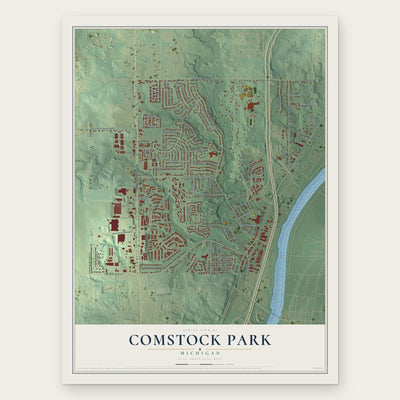 Comstock Park, Michigan map print, the full design