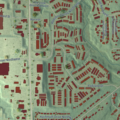 Close-up of the map of Comstock Park, Michigan print showing street and building detail