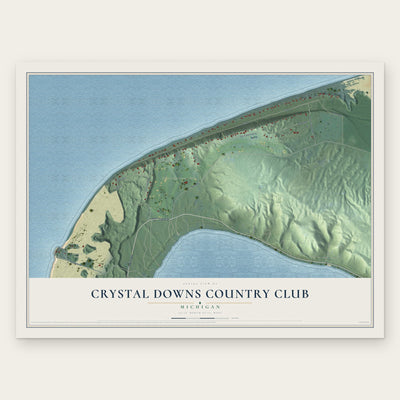Crystal Downs Country Club, Michigan map print, the full design