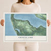 Map of Crystal Lake, Michigan, 12 x 18 inch unframed archival matte print