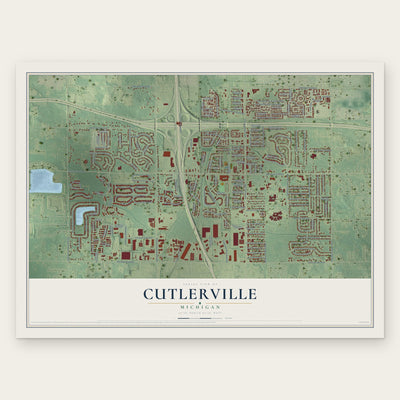 Cutlerville, Michigan map print, the full design