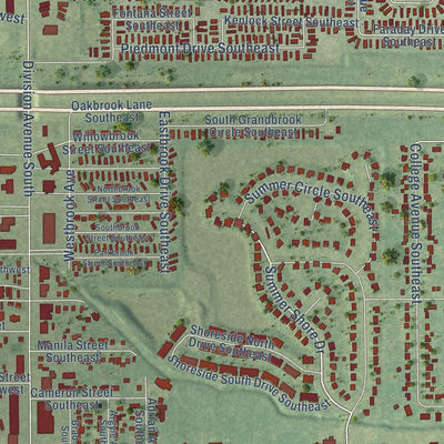 Close-up of the map of Cutlerville, Michigan print showing street and building detail