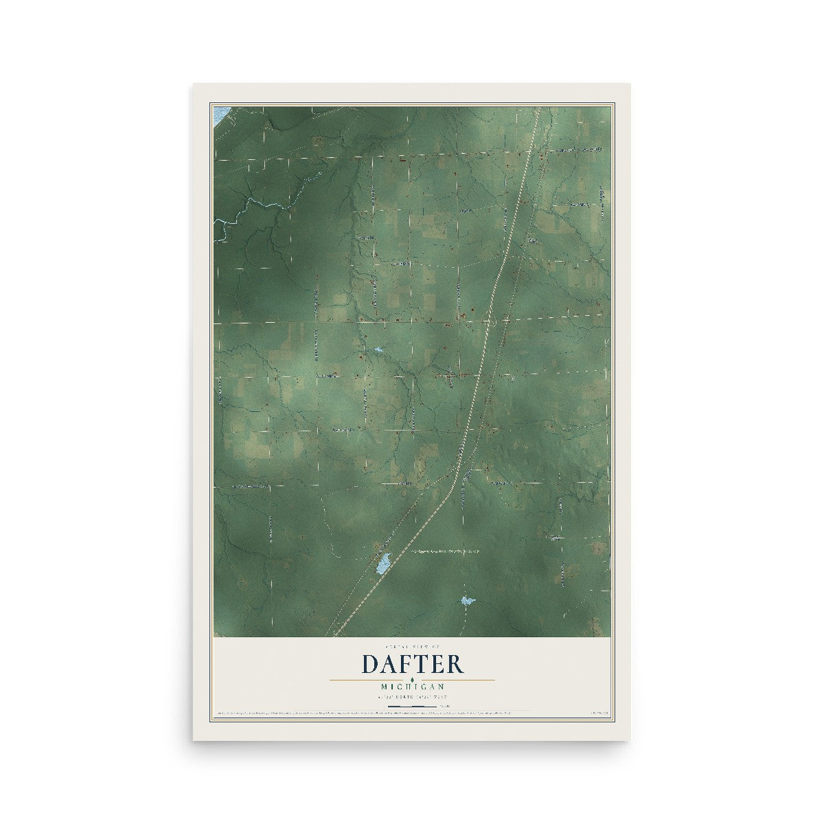 Map of Dafter, Michigan, 12 x 18 inch unframed archival matte print