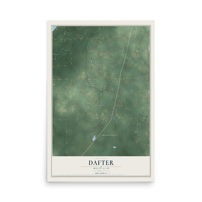 Map of Dafter, Michigan, 12 x 18 inch unframed archival matte print