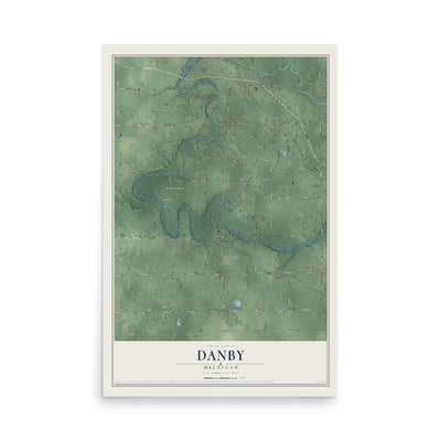 Map of Danby, Michigan, 12 x 18 inch unframed archival matte print