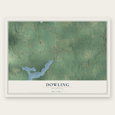 Dowling, Michigan map print, the full design
