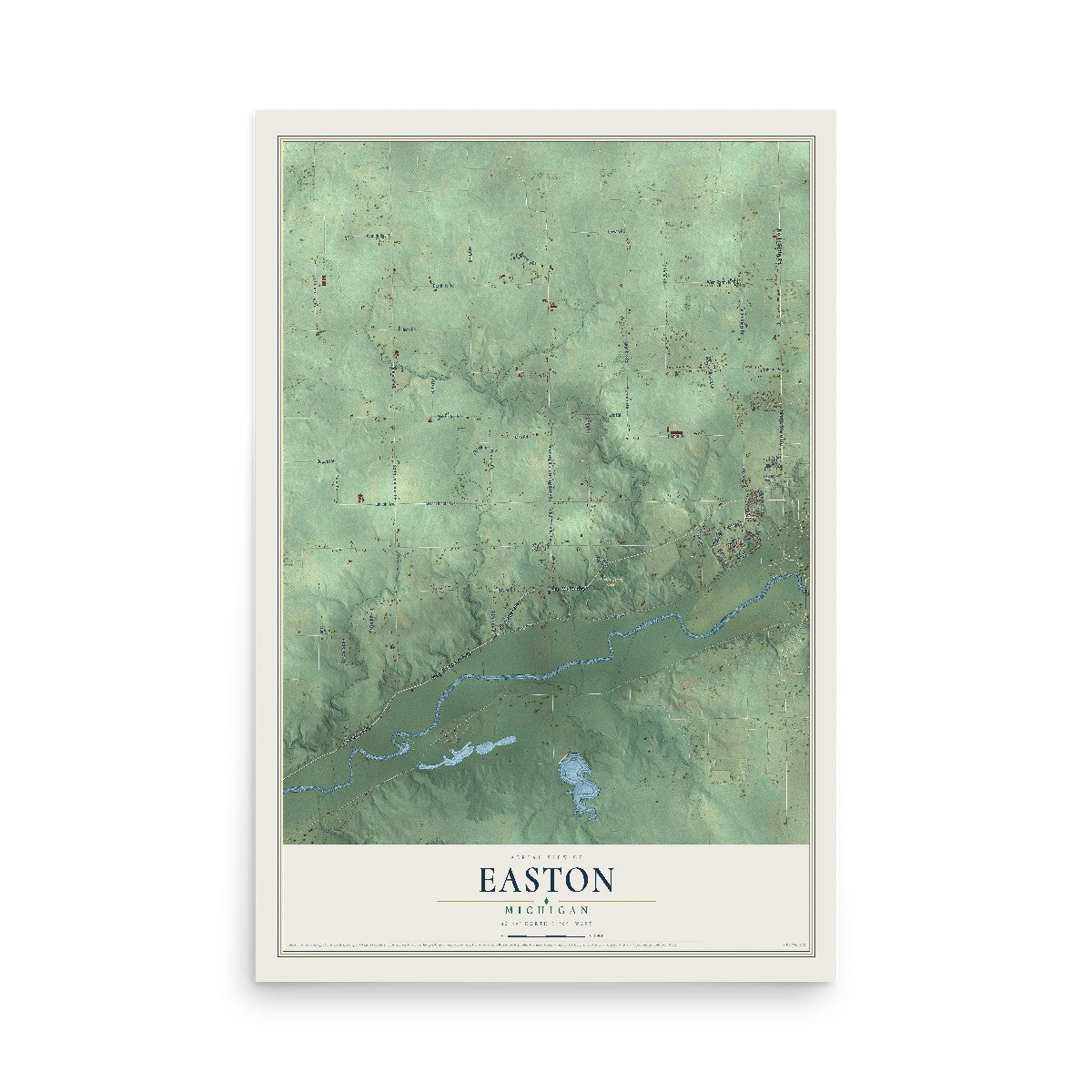 Map of Easton, Michigan, 12 x 18 inch unframed archival matte print