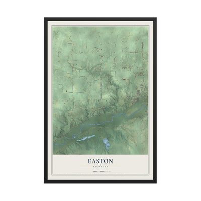 Map of Easton, Michigan, 12 x 18 inch print in a black wood frame