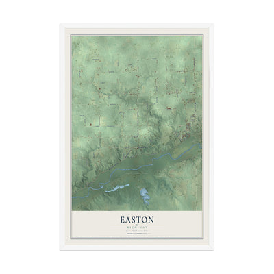 Map of Easton, Michigan, 12 x 18 inch print in a white wood frame