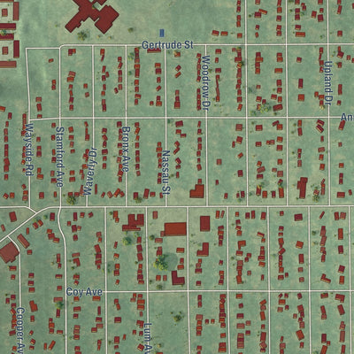 Close-up of the map of Eastwood, Michigan print showing street and building detail