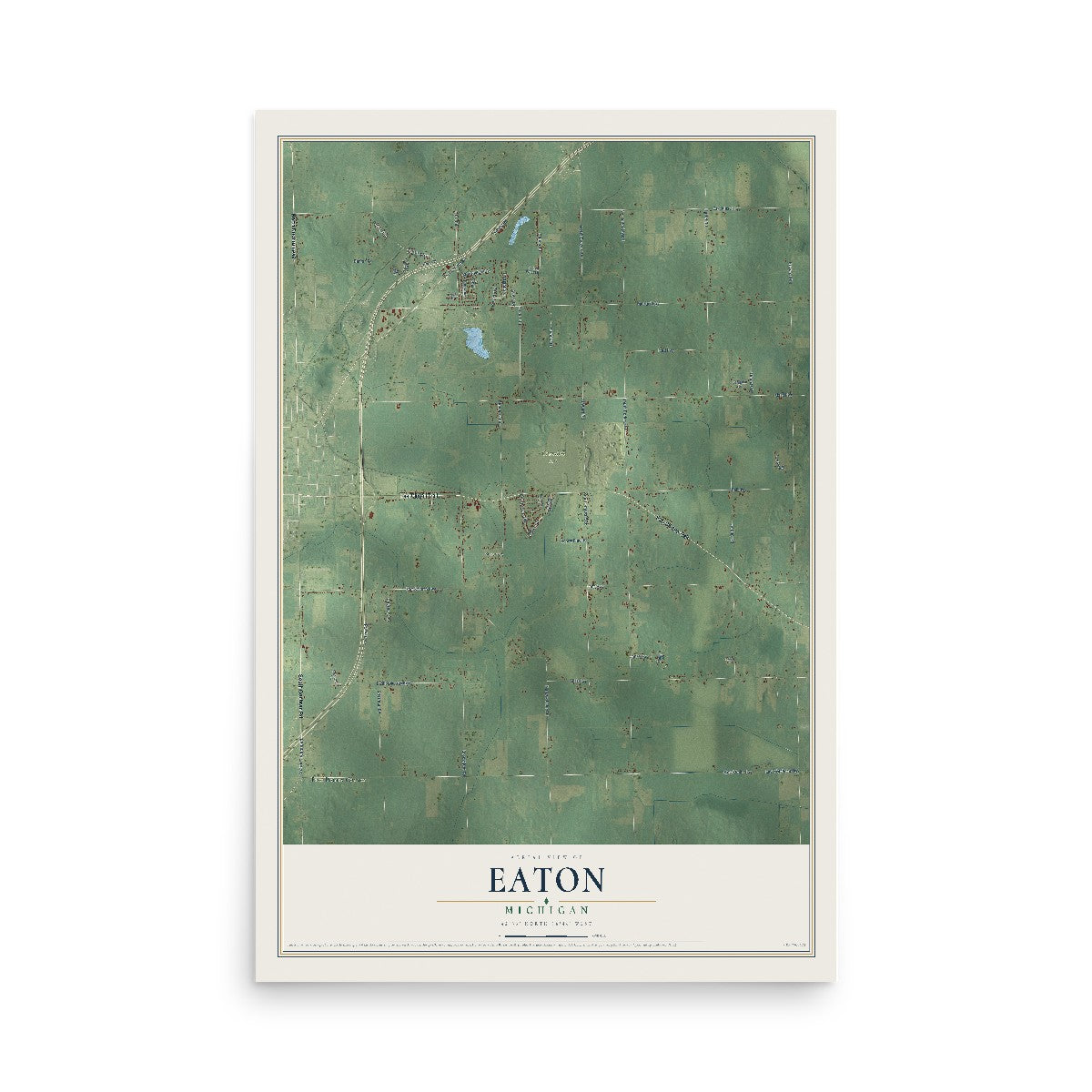 Map of Eaton, Michigan, 12 x 18 inch unframed archival matte print