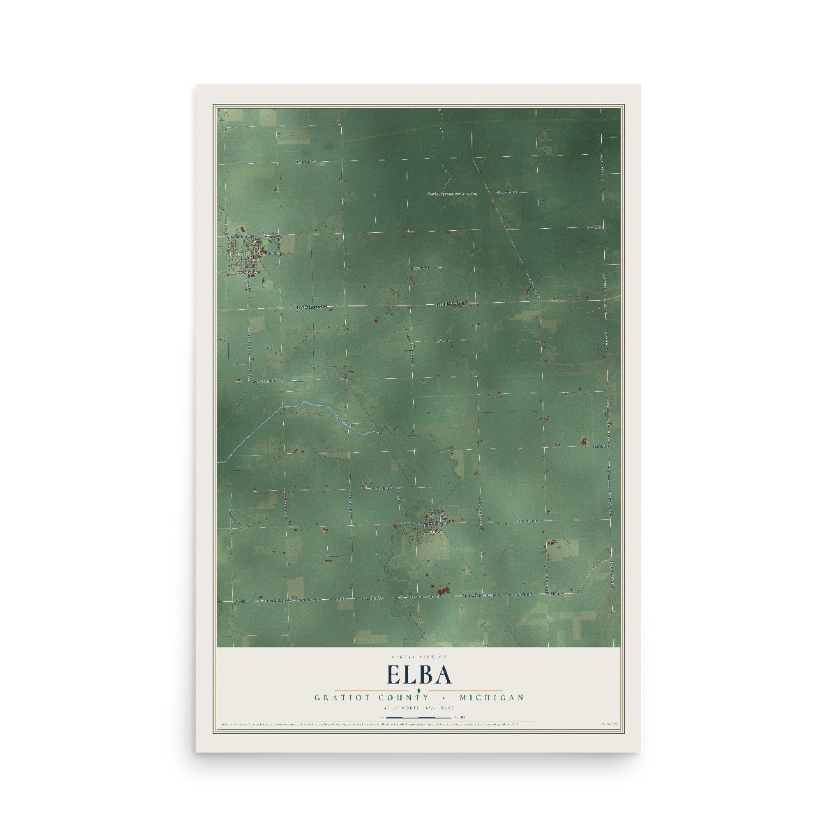 Map of Elba, Gratiot County, Michigan, 12 x 18 inch unframed archival matte print
