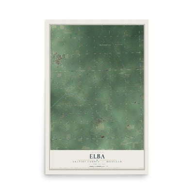 Map of Elba, Gratiot County, Michigan, 12 x 18 inch unframed archival matte print