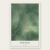 Elm Hall, Michigan map print, the full design