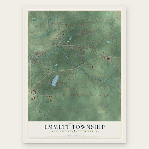 Emmett Township, Calhoun County, Michigan map print, the full design