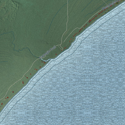 Close-up of the map of Engadine, Michigan print showing street and building detail