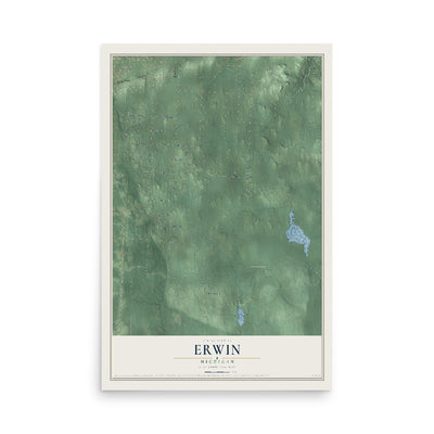 Map of Erwin, Michigan, 12 x 18 inch unframed archival matte print